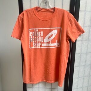 Orange “The Corner Record Shop” women’s small t-shirt.